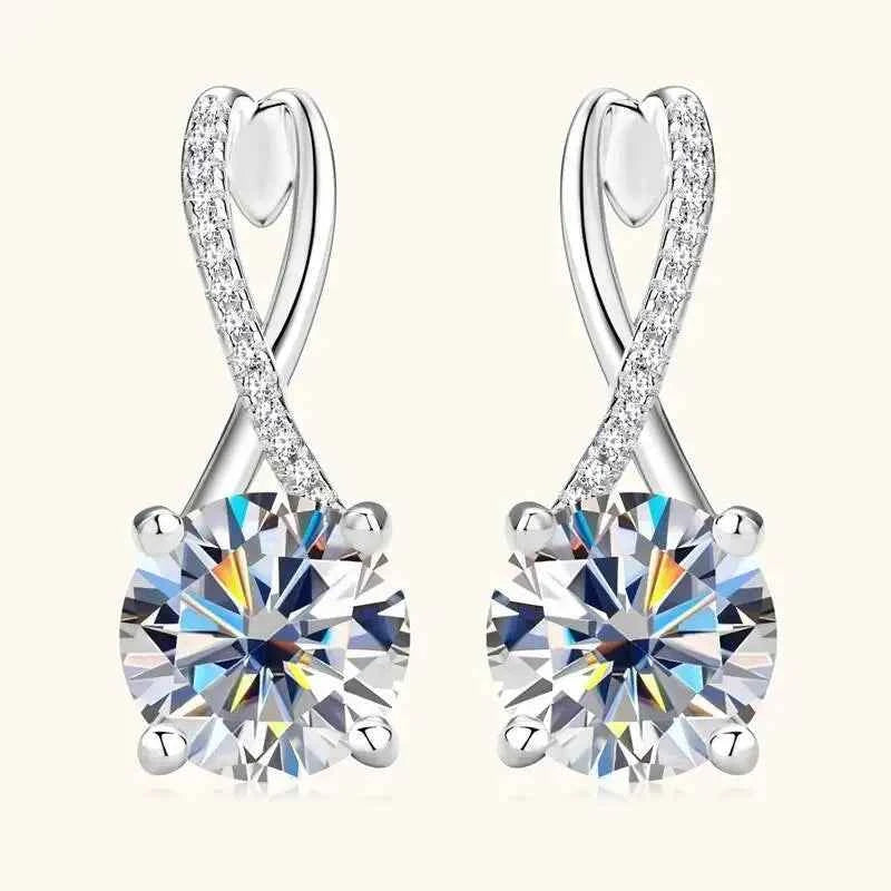 Taoyu D2.0CT Moissanite Drop Hie Earrings Real Silver Women Gold Plated Hoops Infinite Earring Certified Wedding Jewelry