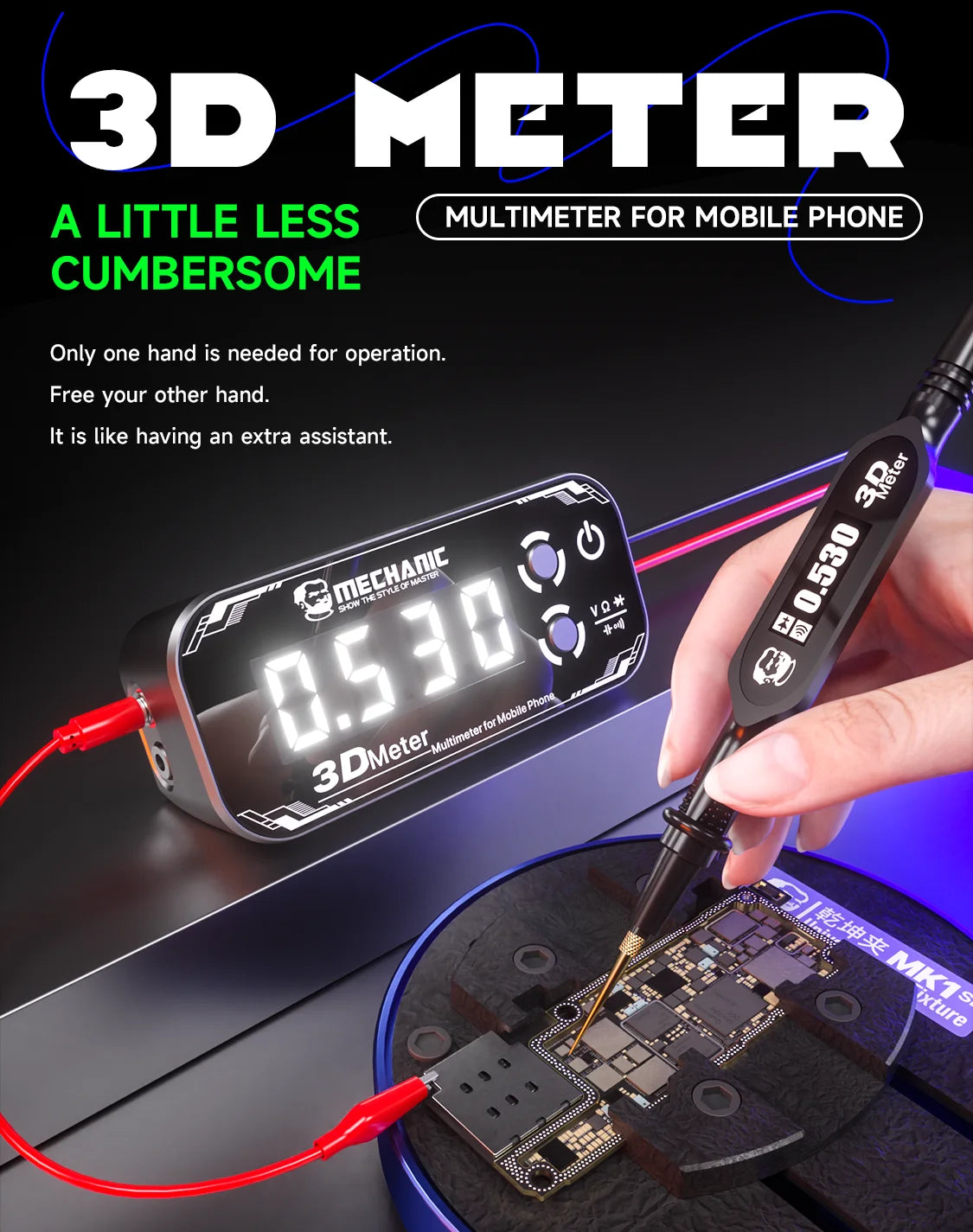 MECHANIC 3D METER Detective 3.0 Three-screen Digital Display Multimeter for Voltage Capacitance Resistance Measurement Tool