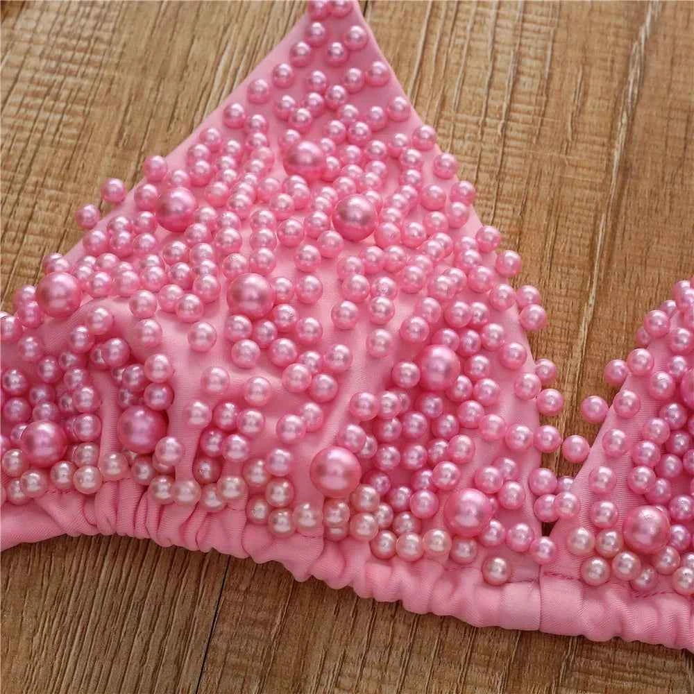 Pearl Bikini String Thong Swimsuit Kawaii Y2K Swimwear Trend Women Two Piece Bathing Suit Beachwear Bikinis Set Vacation Outfits