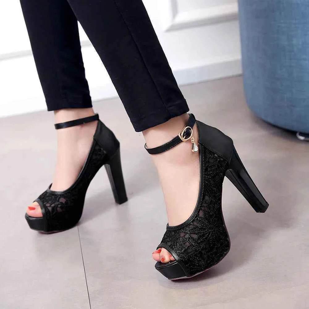 Lace Wedding Shoes Woman Peep Toe High Heels Women Shoes Platform Heels Summer Pumps Women Shoes High Heel Sandals tacones mujer