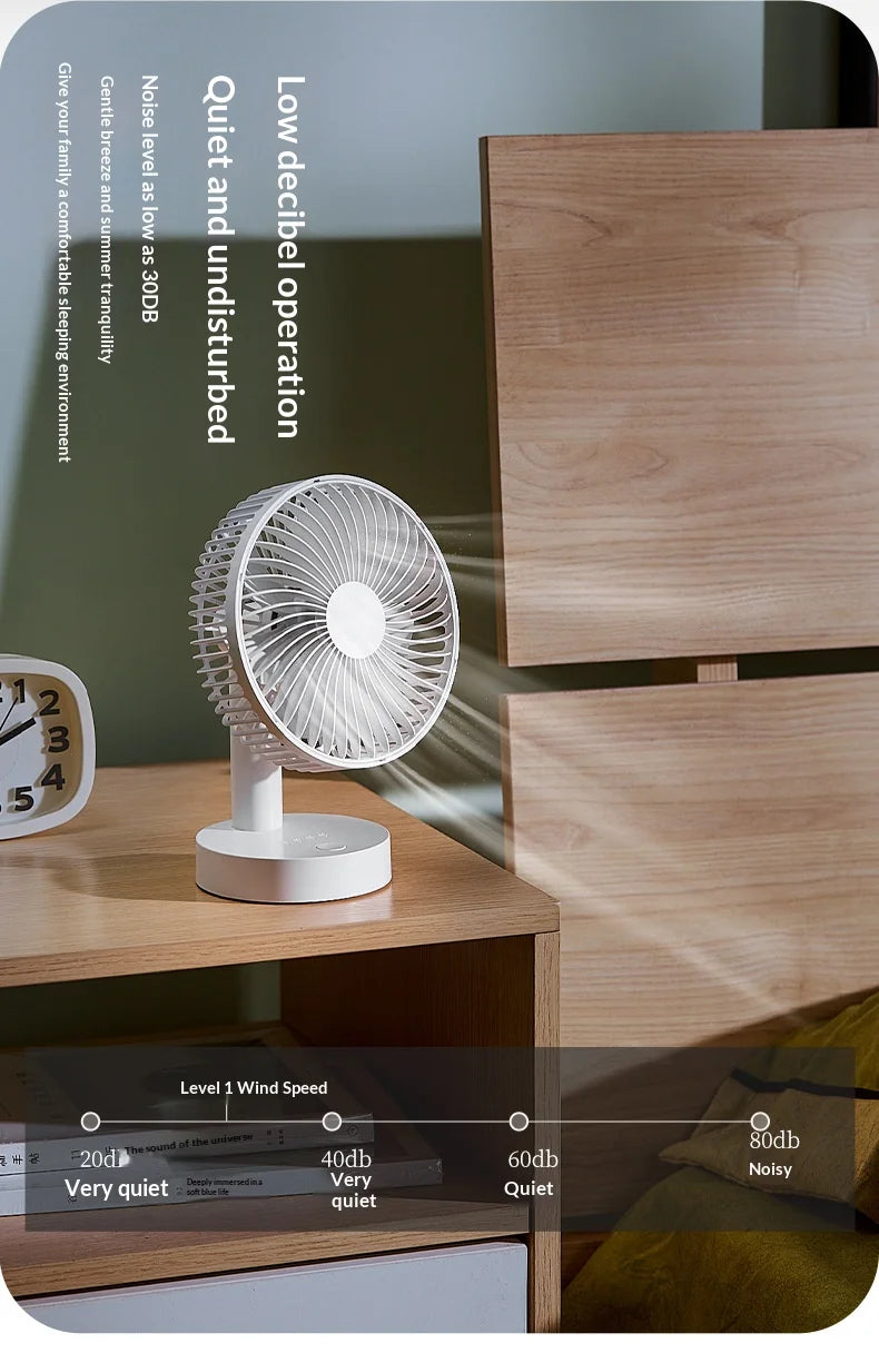 USB PLUG-IN Small Fan Office Desk Electric Fan USB 6-Inch  Desktop Bedside Fan with Long Battery Life