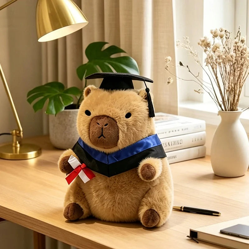 23cm Cute Graduation Capybara Plush Doll Doctor Cap Bear Animal Plush Stuffed Home Party Decor Gift For Kids Graduation Gifts