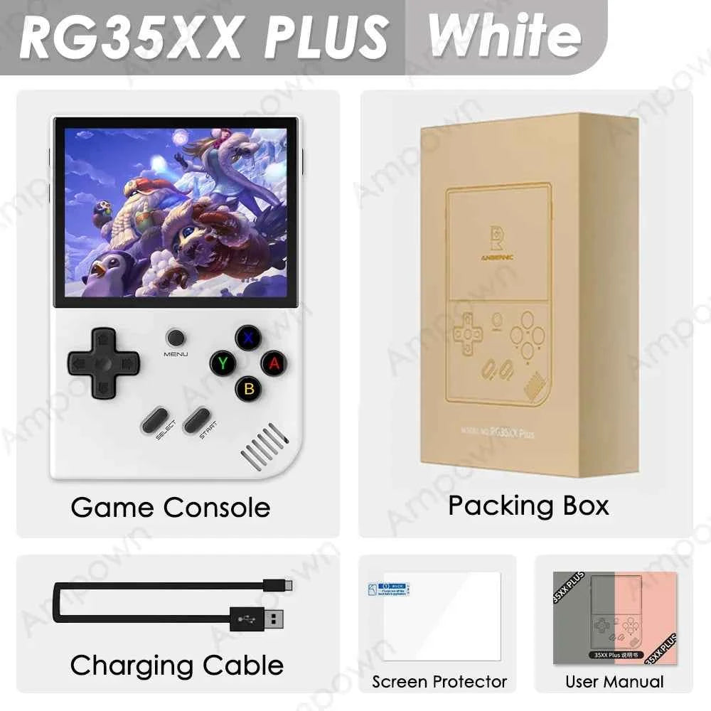 ANBERNIC RG35XX PLUS Retro Handheld Game Console 3.5''IPS Screen Built-in 10K Games HDMI Video Output Streaming Kids Game Player
