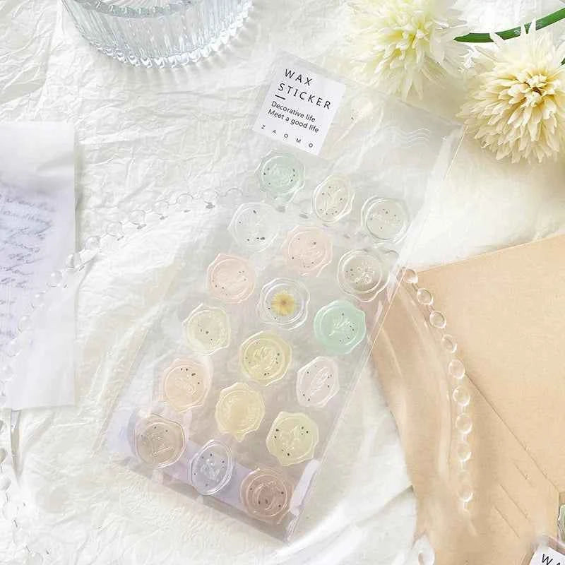 18pcs, Vintage Wax Seal Stamp Stickers, DIY Scrapbooking Journal Planner Decorations Stationery Envelope Sealing Tags