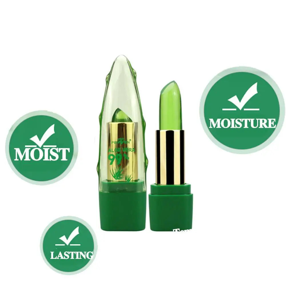 2pcs Aloe Vera Lipstick,Long Lasting Lip Care Nutritious Plumper Lip Balm,Moisturizer Color Changing Jelly Lip Gloss Makeup