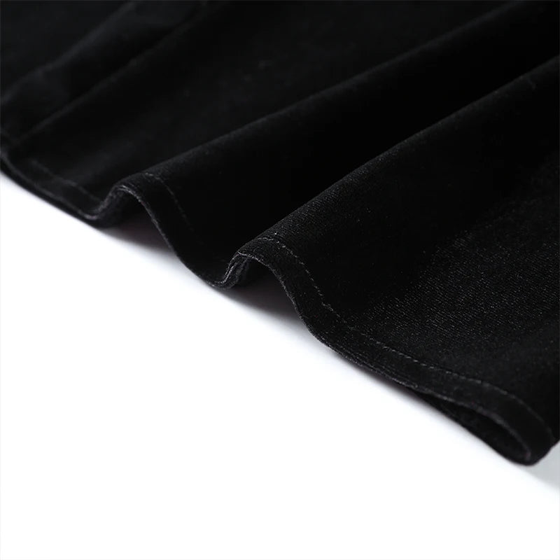 Elegant Velvet Long Dress Women V Neck Sleeveless High Waist Shoulder Pad Dresses Female 2025 Fashion Evening Vent Dresses Lady
