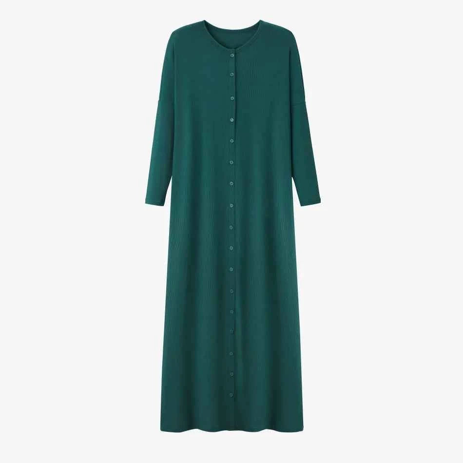AS SS26 summer loose style button dress comfortable ribbing fabric dress o-neck lady clothes