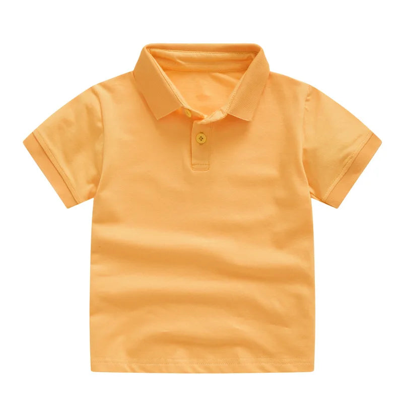 Summer Baby Boys Short Sleeve Solid Polo T-shirt Kids Cotton Clothes Toddler Girls Classical Polos T Shirt Tops School Uniform