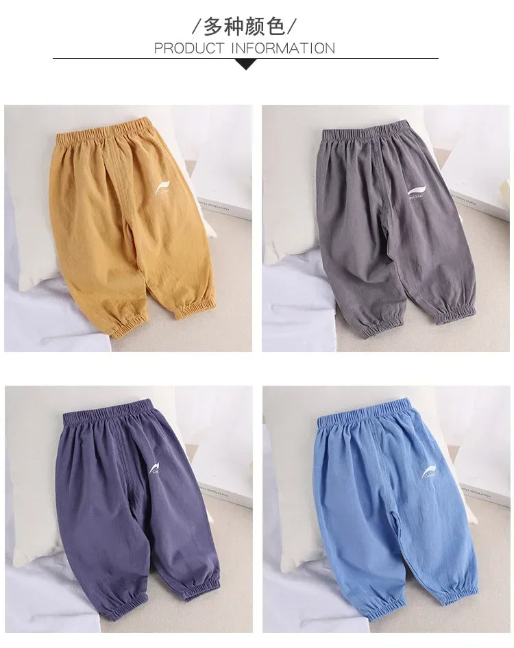 2024 New Children's Pants Summer Baby Boys and Girls Trousers Cotton and Linen Pants