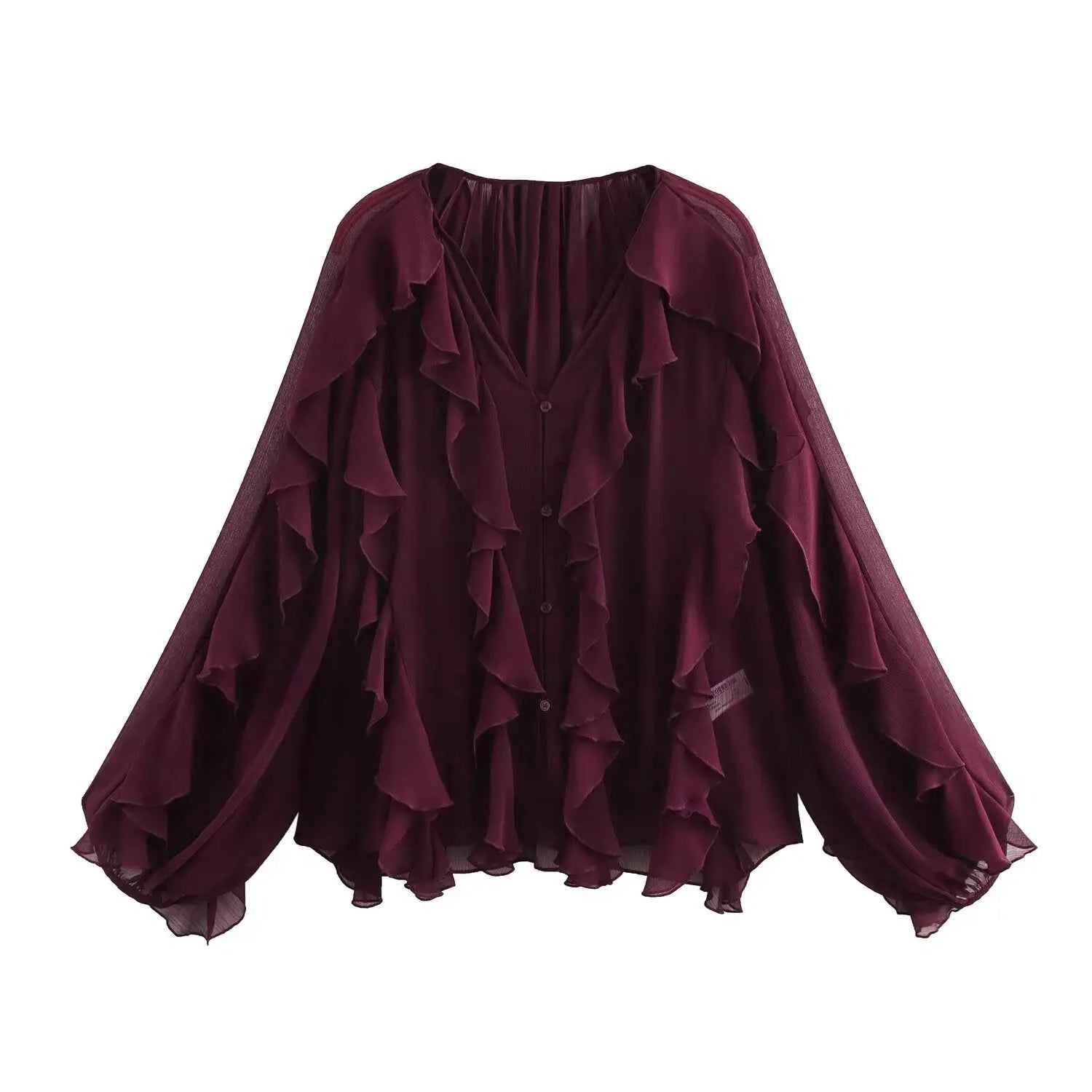 Women Casual Ruffled Shirt Women Loose Lace Up Hollow Out V Neck Tops Spring Blouses Women Clothes 4786063
