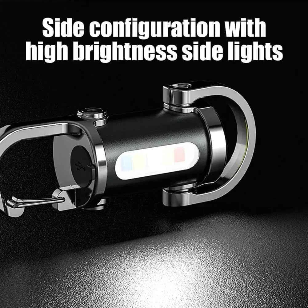 COB LED Keychain Flashlight Multifunctional Pocket Flashlight USB Rechargeable Portable Keychain Torch for Camping Hiking
