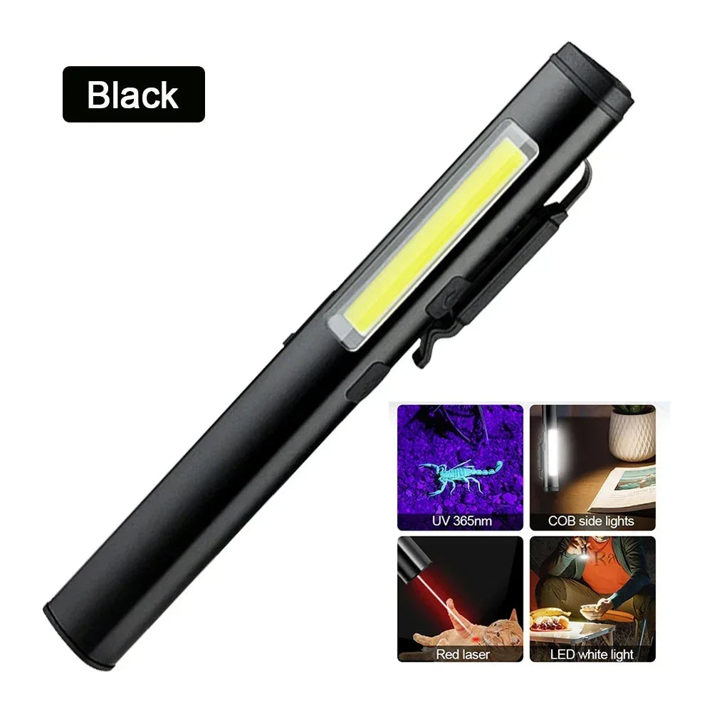 Mini USB Rechargeable LED Flashlights Portable Pocket Pen Clip light for Work Emergency Outdoors Waterproof Lantern with Magnet