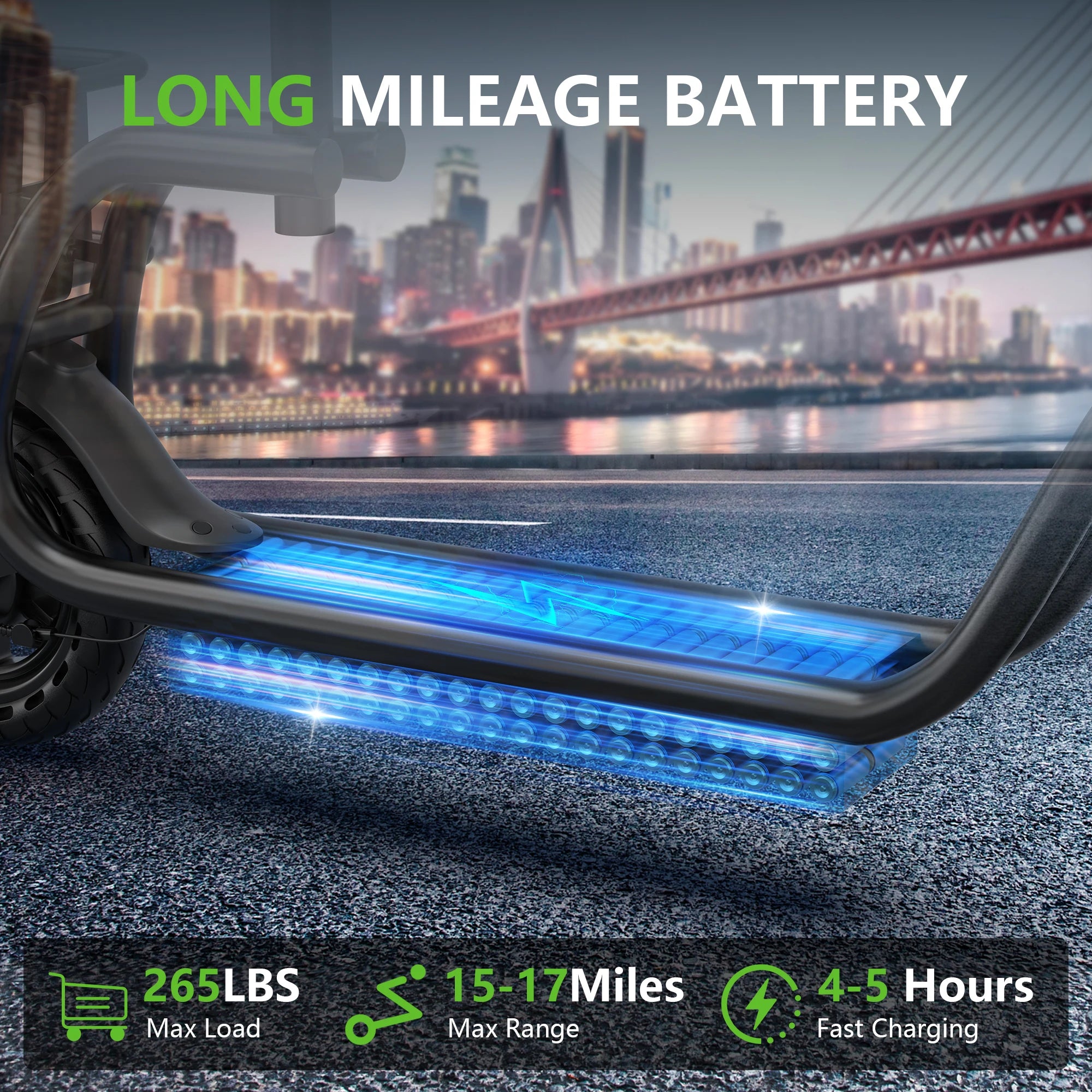 MAXSHOT 8.5'' Electric Scooter with Seat & Basket 15miles Max Range 19MPH Max Speed Foldable Adult E-scooter LED Lights 265lbs Max Load