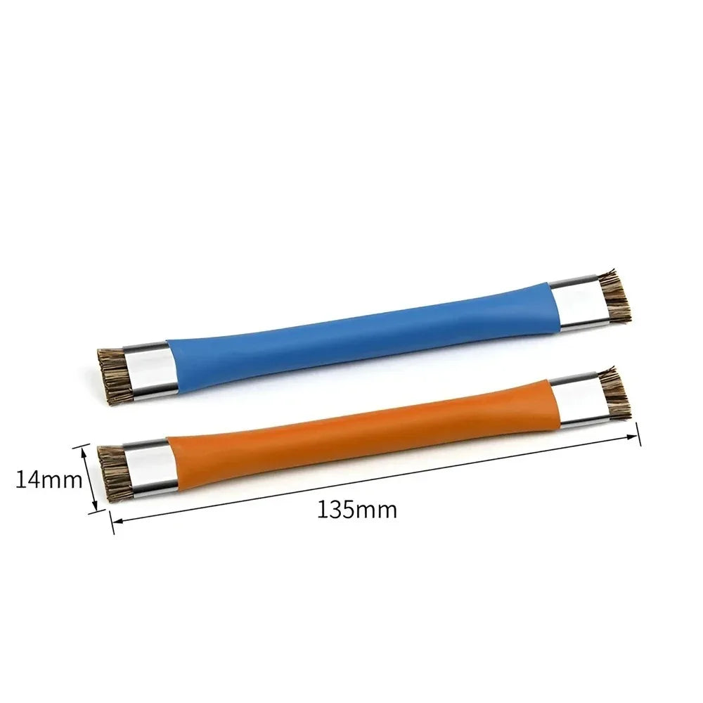Safe double-ended brush circuit board repair for integrated circuit chips, cleaning of mobile phone/computer motherboards