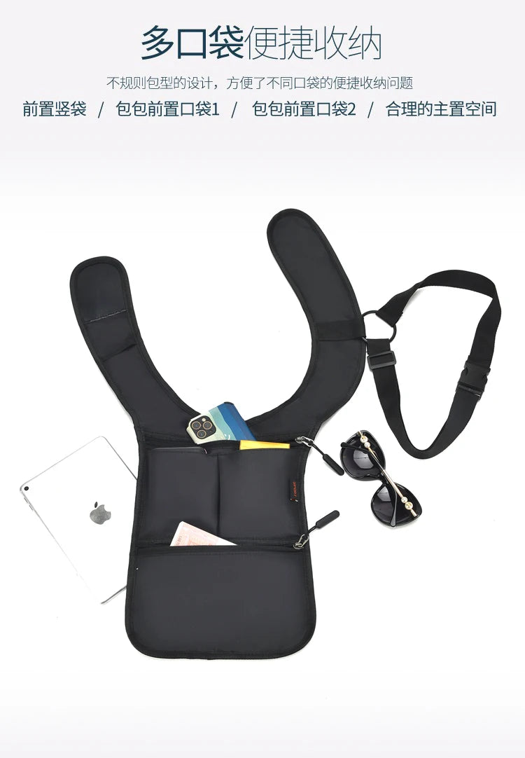 Fashion Casual Men's Tactical Waist Packs Underarm Bag Lightweight Nylon Close-fitting Hidden Vest Bag Functional Men Phone Bag