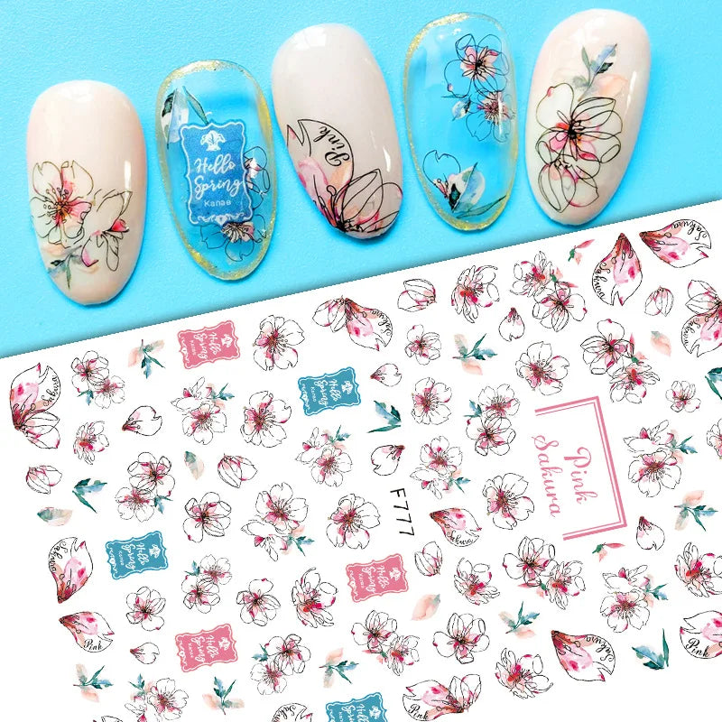 3D Dandelion Peach Blossom Maple Leaf Nail Sticker Nail Art Decoration Color Flower Nail Decal Nail Art Supplies Nail Parts