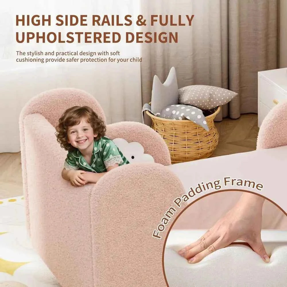 Toddler Bed for Girls & Boys, Upholstered Design, Suitable for Ages 3-7, Crib Size