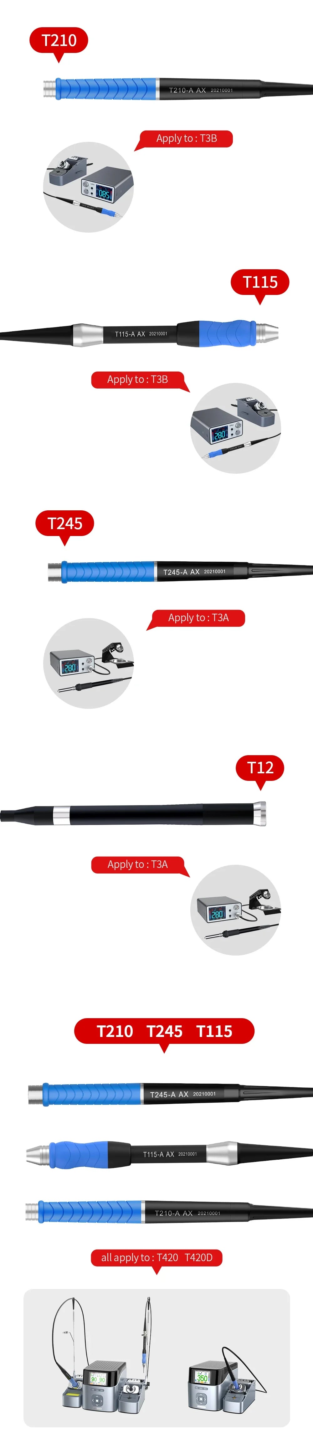 Aixun T245 210 115 T12 Soldering Station Handle For I2C SuGon Tuoer C210 C115 C210 Universal Handle Tools Assembly Tools