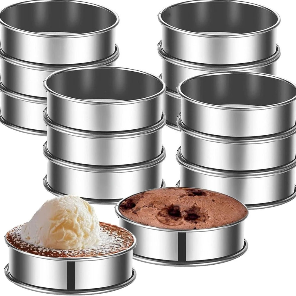 12packs Crumpet Rings Muffin Rings Stainless Steel Nonstick Metal Round Molds for Cake Cookie Cooking Baking Kitchen Tools