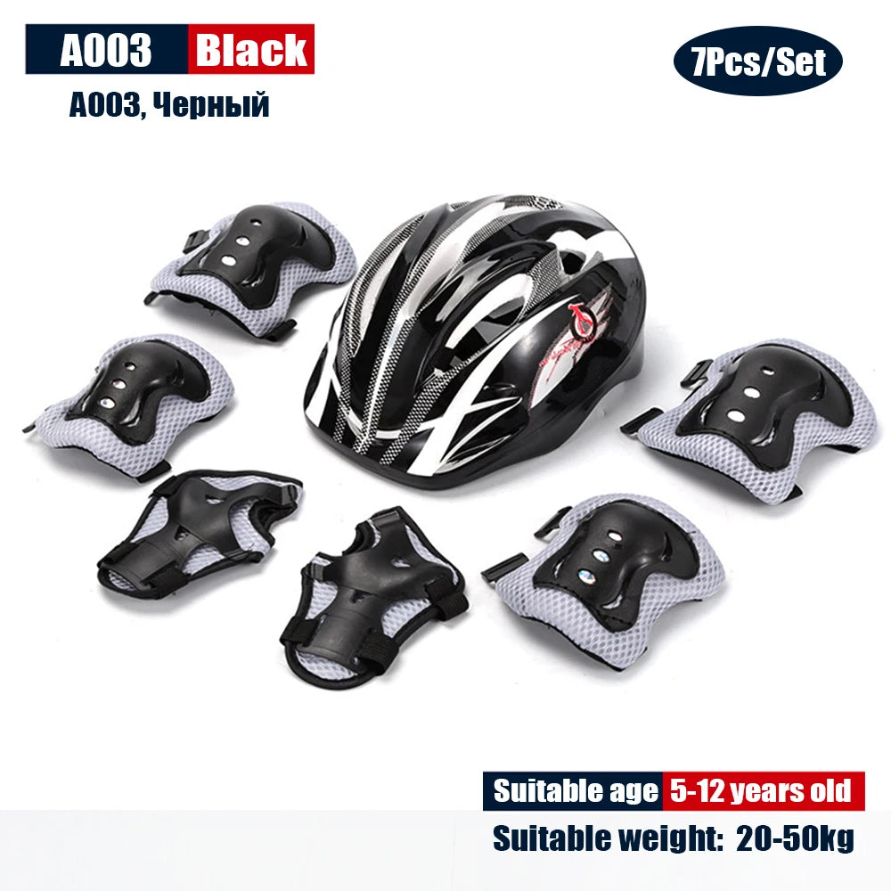 Kids Adjustable Helmet Protective Gear Set Sports Knee Elbow Wrist Pads for Children Boys Girls Bike Skateboard Scooter Roller
