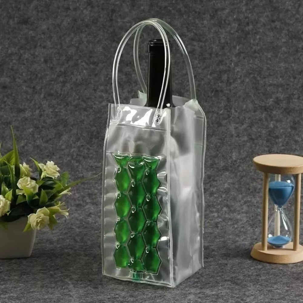 Portable Beer Iced Tote Bag Insulated Red Wine Handbag Outdoor Practical Portable PVC Gift Bag Wine Bottle Freezer Bag