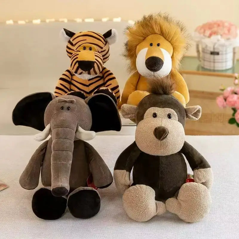 25CM Kawaii Jungle Animal Plush Toys Forest Animal Plush Dog Zebra Elephant Lion Fox Giraffe Children's Toys Doll Birthday Gift