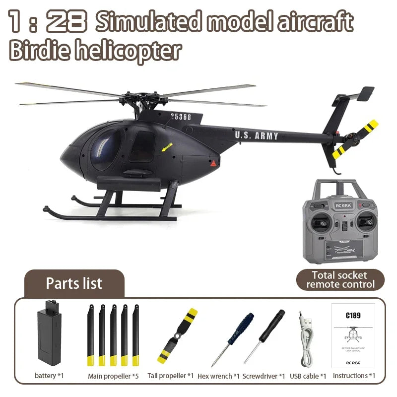 MD500 RC Helicopter 1:28 C189 Brushless Dual-motor Remote Control Model 6-Axis Gyro Aircraft Multifunctional Flying Machine Toy