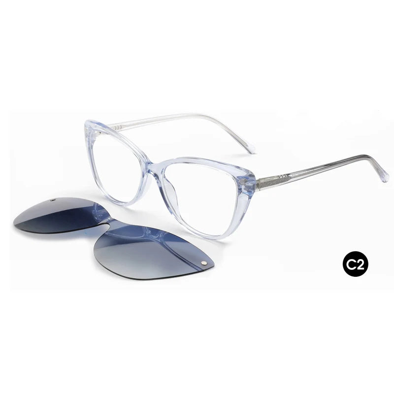 Ceofy Women Clip On Optical Glasse Frame Polarized Sunglasses Magnetism Vintage Cat Eye Eyewear Eyeglasses Frame High Quality