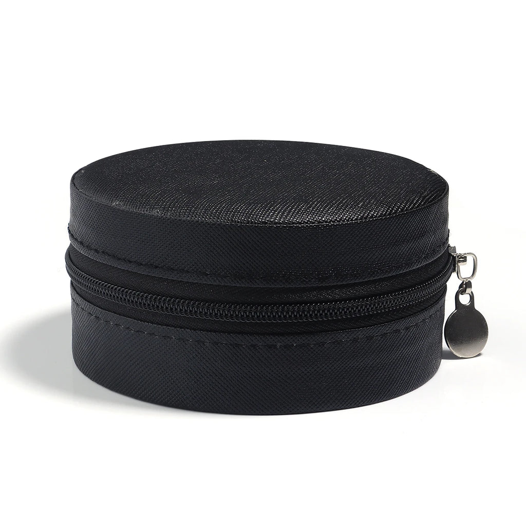 1 Pc PU Leather Jewelry Box Round Jewelry Organizer Case Multicolor Portable Necklace Earrings Rings Display Mini Storage Box