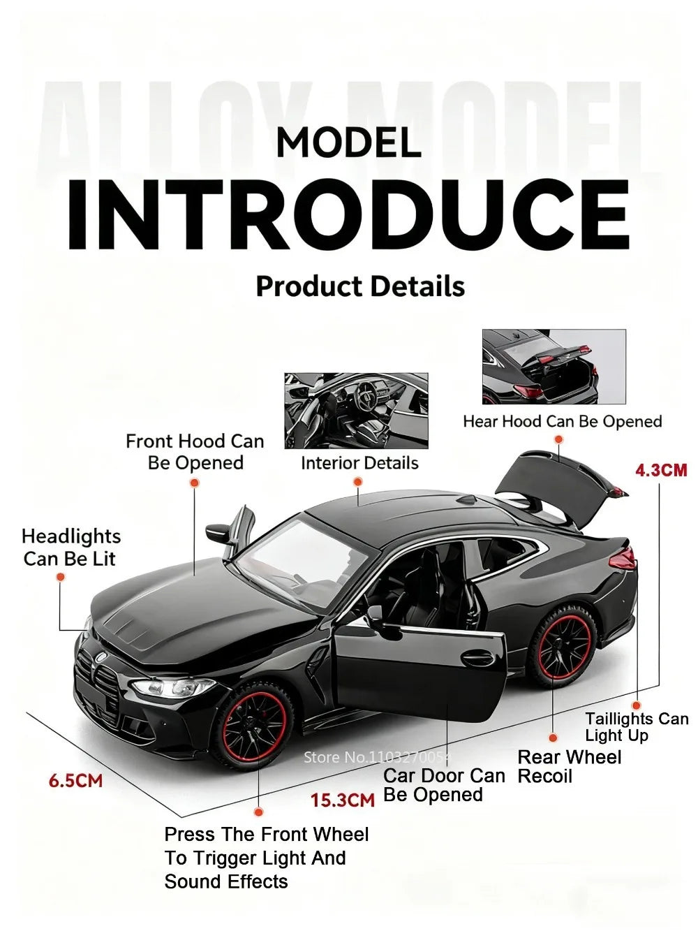 1:32 M4 M8 Miniature Car Alloy Diecast Model Toys 4 Doors Opened Rubber Tires Sound Light Pull Back Vehices Home Decor Ornaments