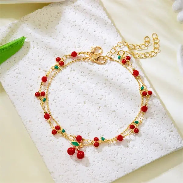 Elegant Red Crystal Zircon Metal Chain Bracelets for Women Colorful Heart Bracelets Party Wedding Wrist Charms Jewelry Gift