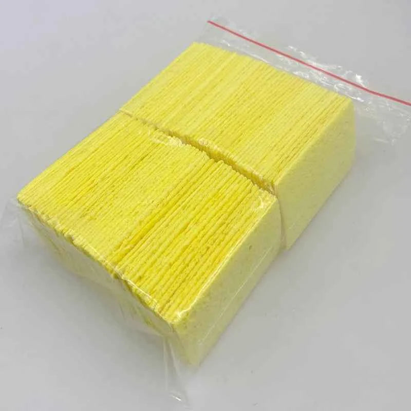100Pcs Yellow Cleaning Sponge Cleaner for Enduring Electric Welding Soldering Iron