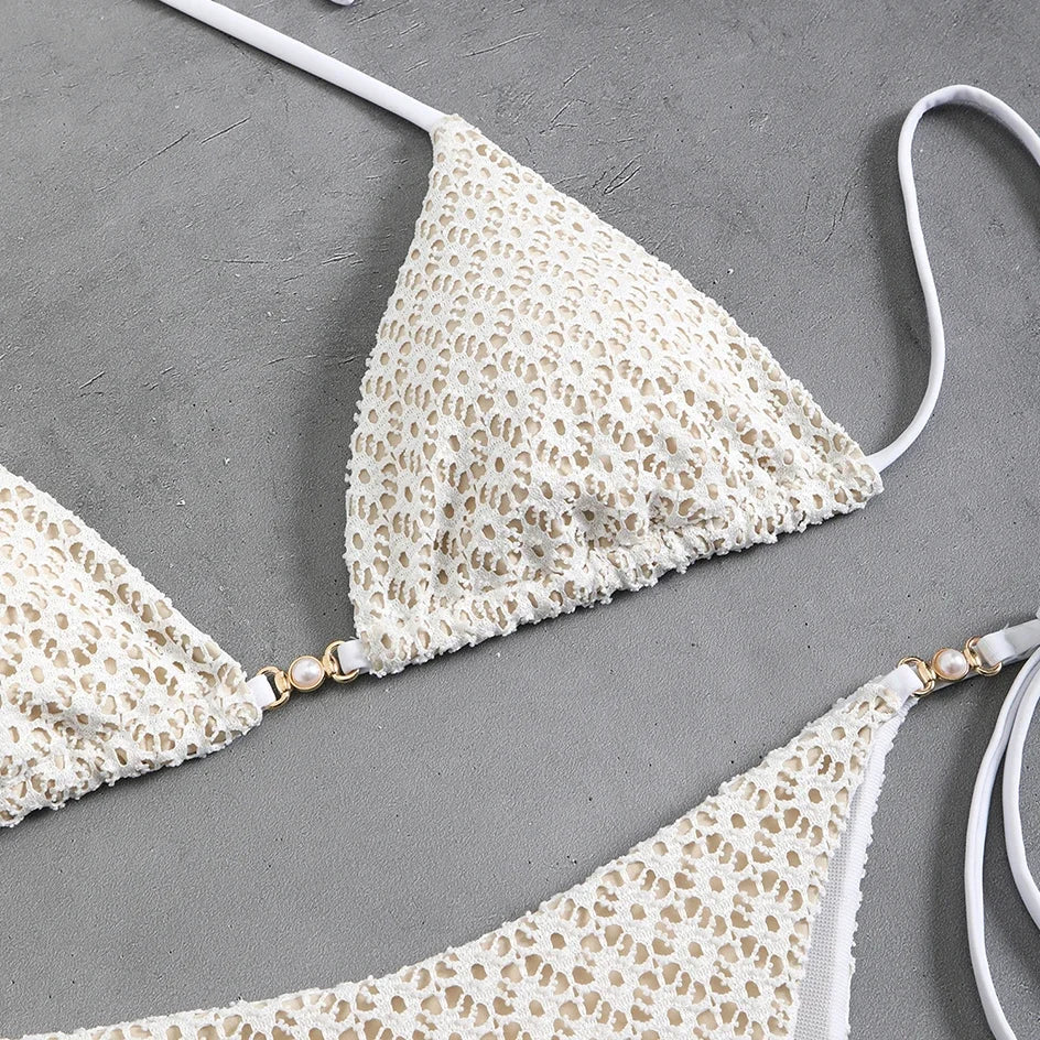 Sexy Micro Bikini 2025 Women Chain Swimsuit Female Swimwear Thong Bikinis Sets Brazilian Bathing Suit Beach Wear Lace Up Biquini