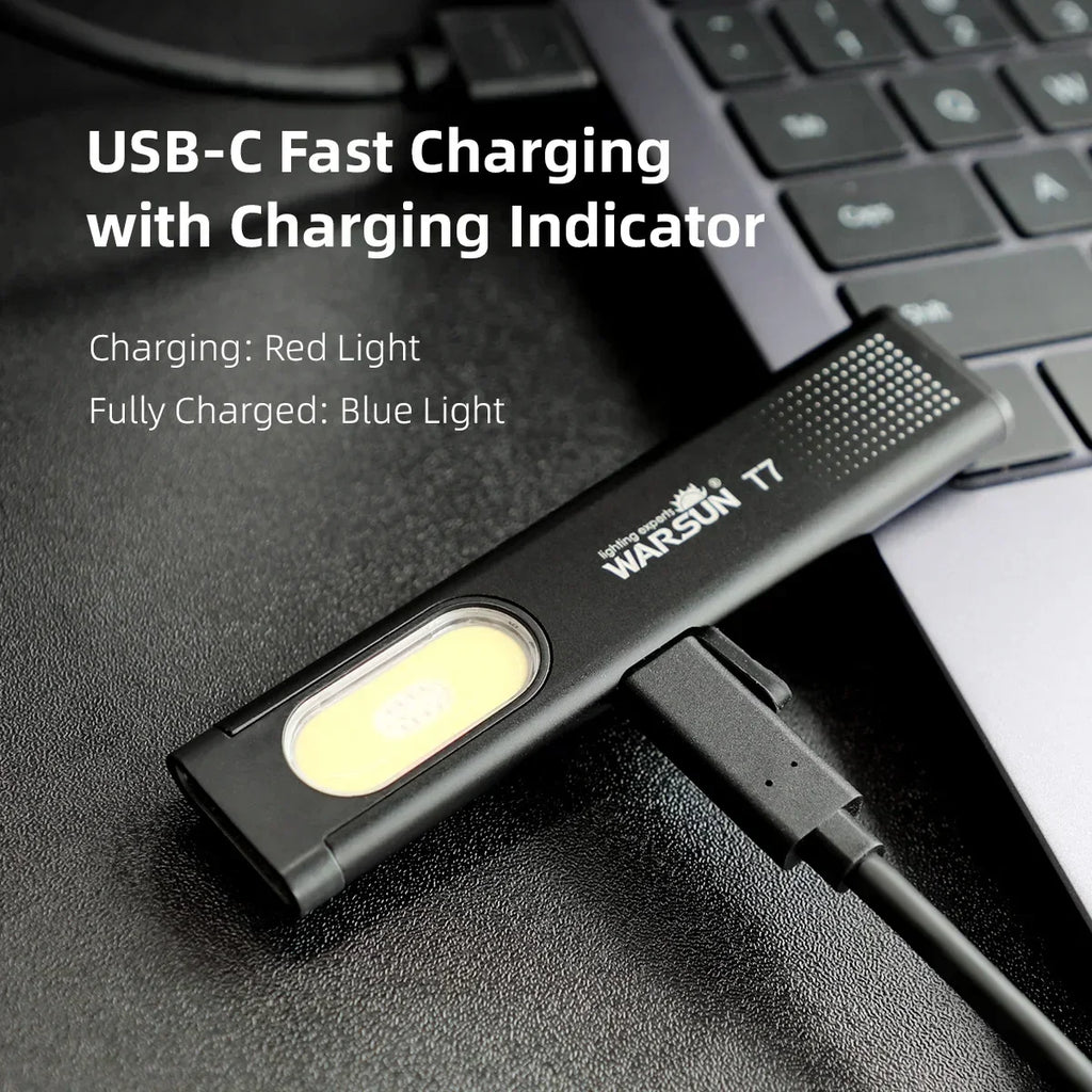 2025 New Warsun LED Keychain Flashlight USB-C Rechargeable Portable Mini Torch Light Pocket Lantern Flood Work Light With Magnet