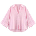 HXAO Women's Shirt Oversized Blouse Summer Shirt & Blouse Yellow Pink White Striped Shirt Elegant Large Size Long Sleeve Shirts