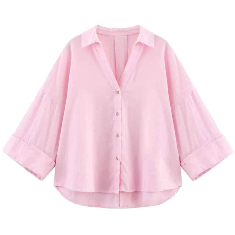HXAO Women's Shirt Oversized Blouse Summer Shirt & Blouse Yellow Pink White Striped Shirt Elegant Large Size Long Sleeve Shirts