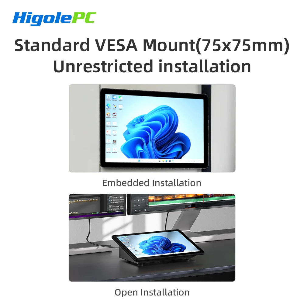 Higole F10 10.1'' Fanless Mini PC Intel N5095 Windows 11 WiFi5 8GB 128GB 5000mAh 4K RS-232 RJ45 Laptop Desktop PC Mini Computers