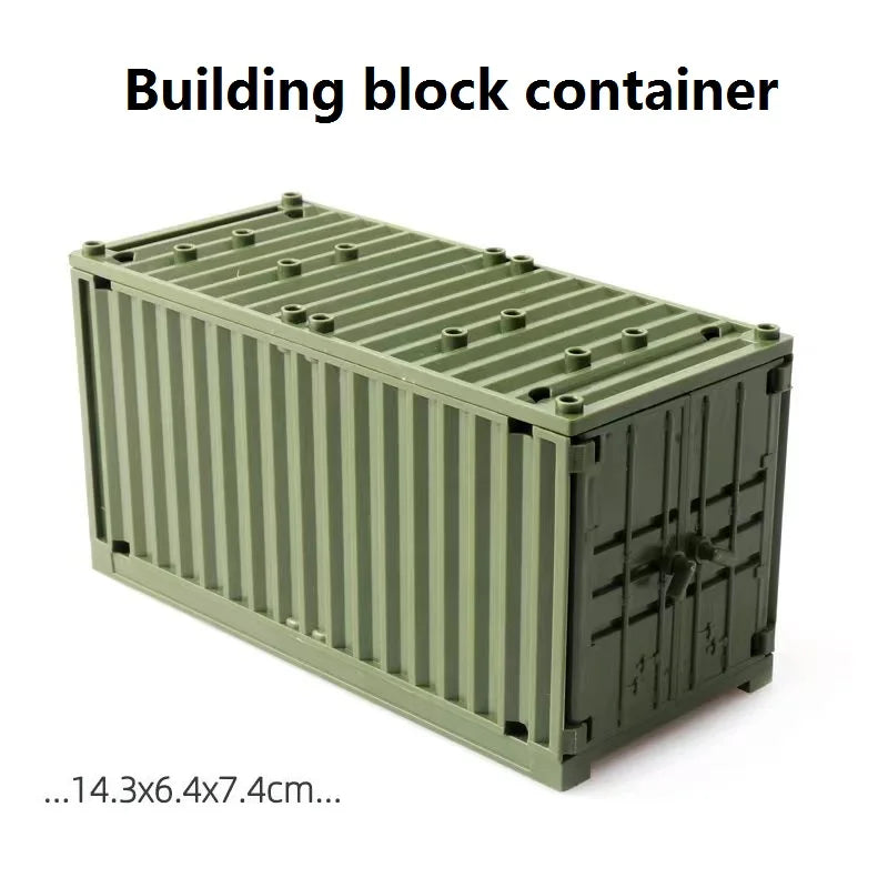 Military Container Model Model Building Blocks MOC Toys  Transformable Technical Bricks Creative DIY Pretend Toys