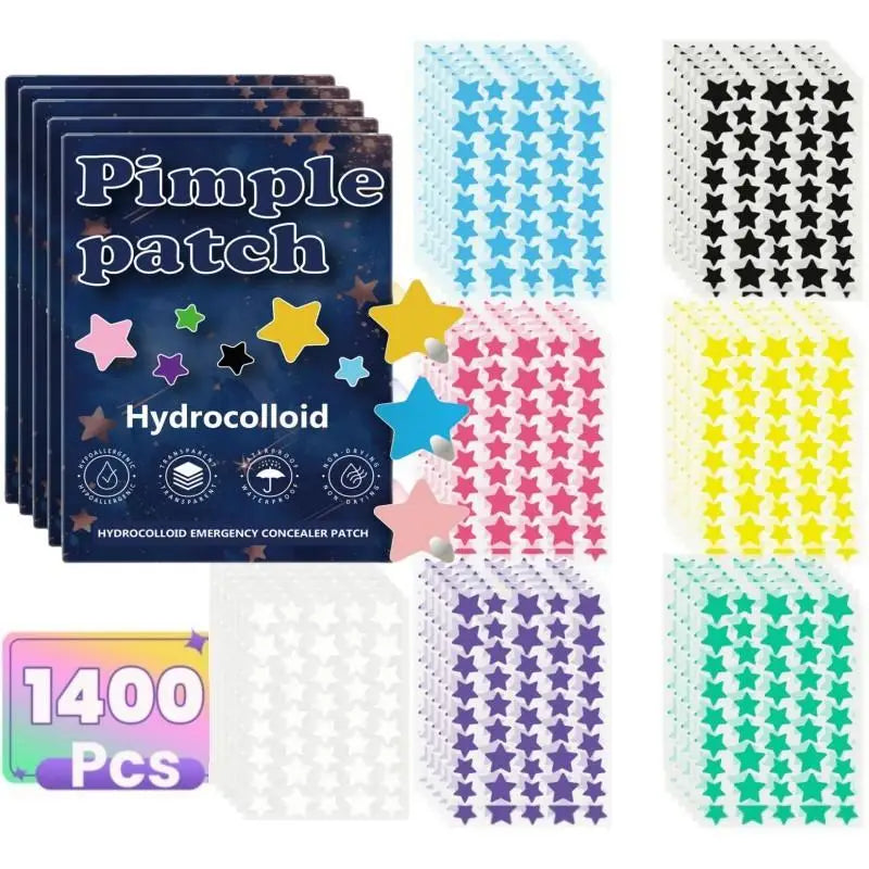 C Color Star-Shaped Colorful Pimple Patches – 1400 Invisible Dots