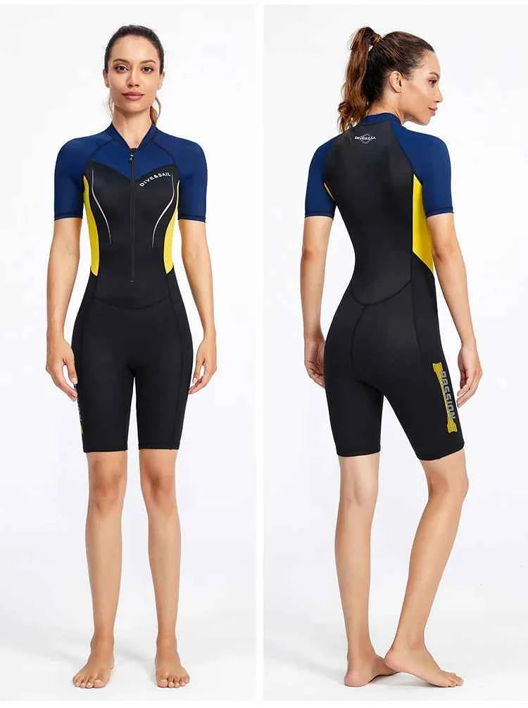 Men Women New Couple Diving Suit One-piece Sunscreen Swimsuit Short-sleeved Shorts 1.5mm Snorkeling Surfing Warm Shorty Wetsuit