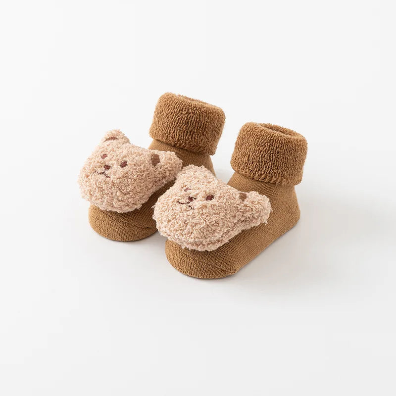 Cute Cartoon Bear Baby Socks for Boys Girls Spring Autumn Soft Cotton Anti Slip Soled Newborn Toddler Sock Kids Warm Socken