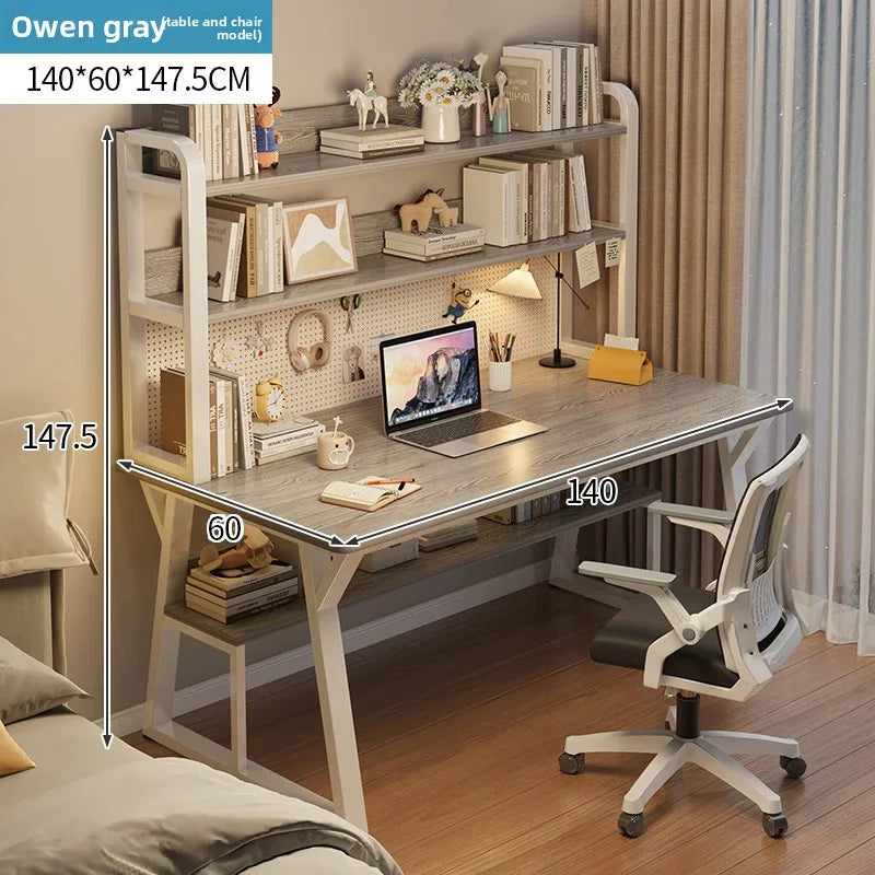 Stable Computer desk desktop desk bookshelf integrated writing desk household small apartment simple hole board desk