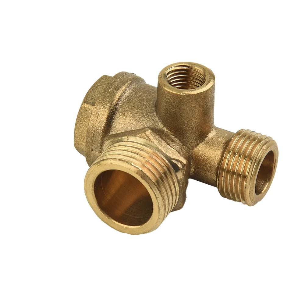 G1/2 3-Port Air Compressor Check Valve Connect Pipe Fittings Check Valve Connector Air Compressor Replacement Pneumatic Parts
