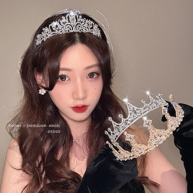 Children's Princess Crown Crystal Tiara Girls Hair Accessories High-end Atmosphere Dance Performance Birthday Gift Crown