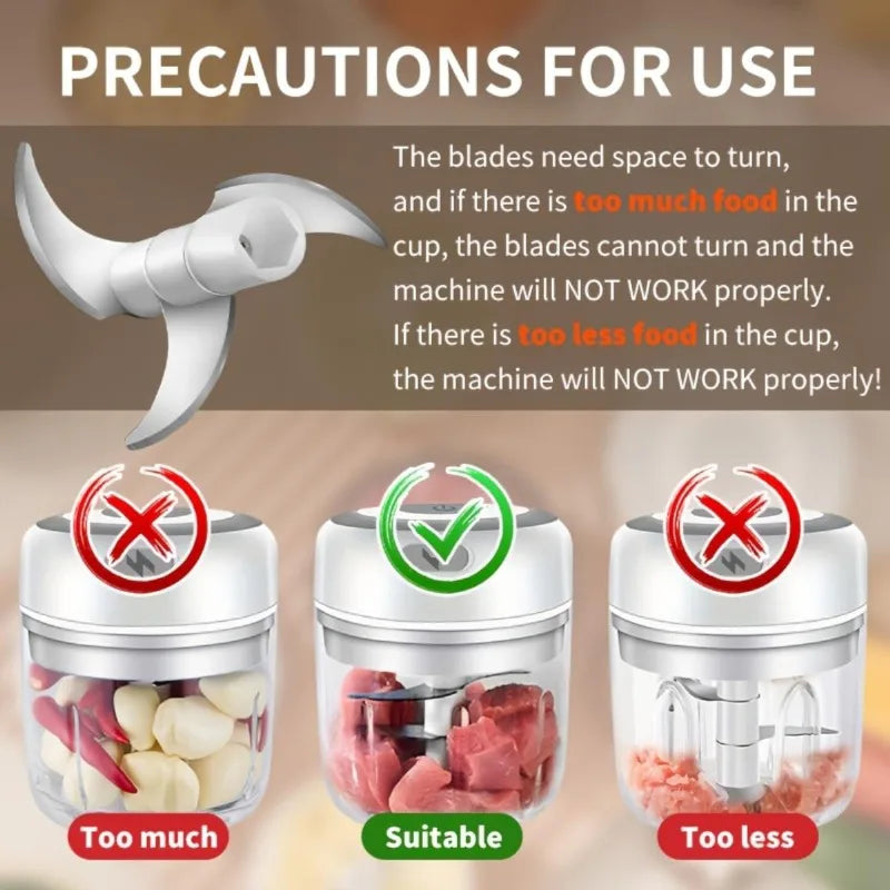 250/100ML Electric Kitchen Food Chopper Mini USB Food Crusher Portable Meat Grinder Vegetable Chopper For Kitchen Household