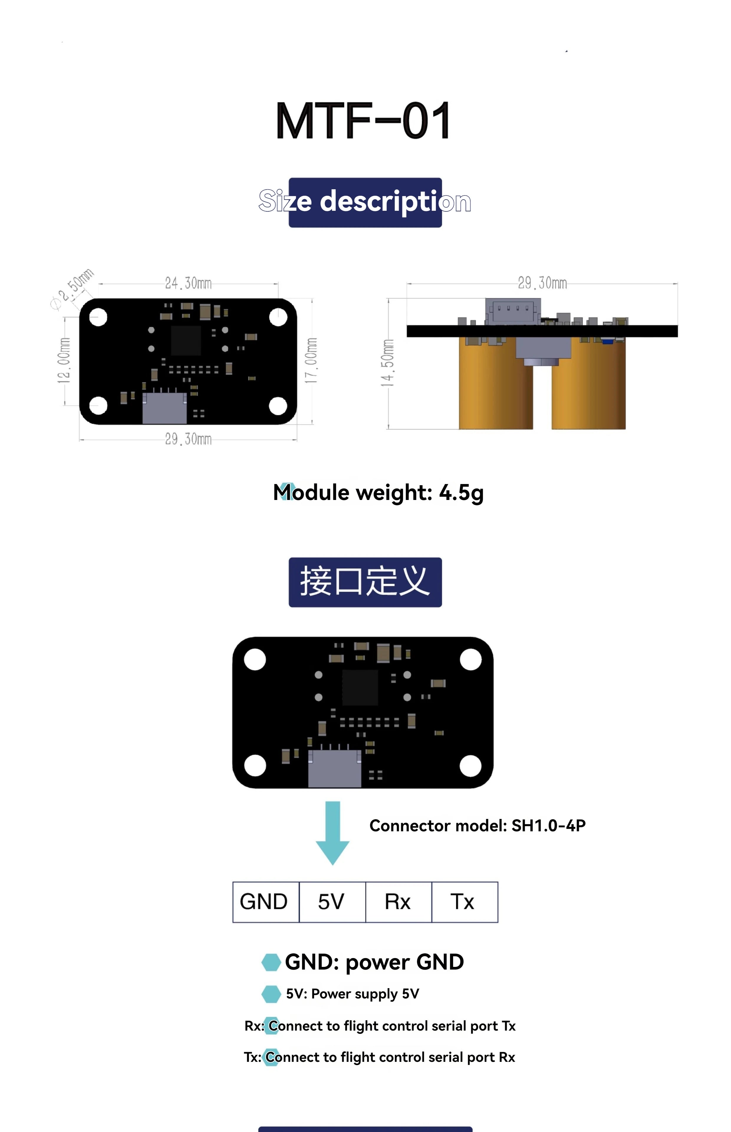 MicoAir  MTF-01 AUTO Optical Flow & Lidar Sensor MTF-01 Compatible AUTO