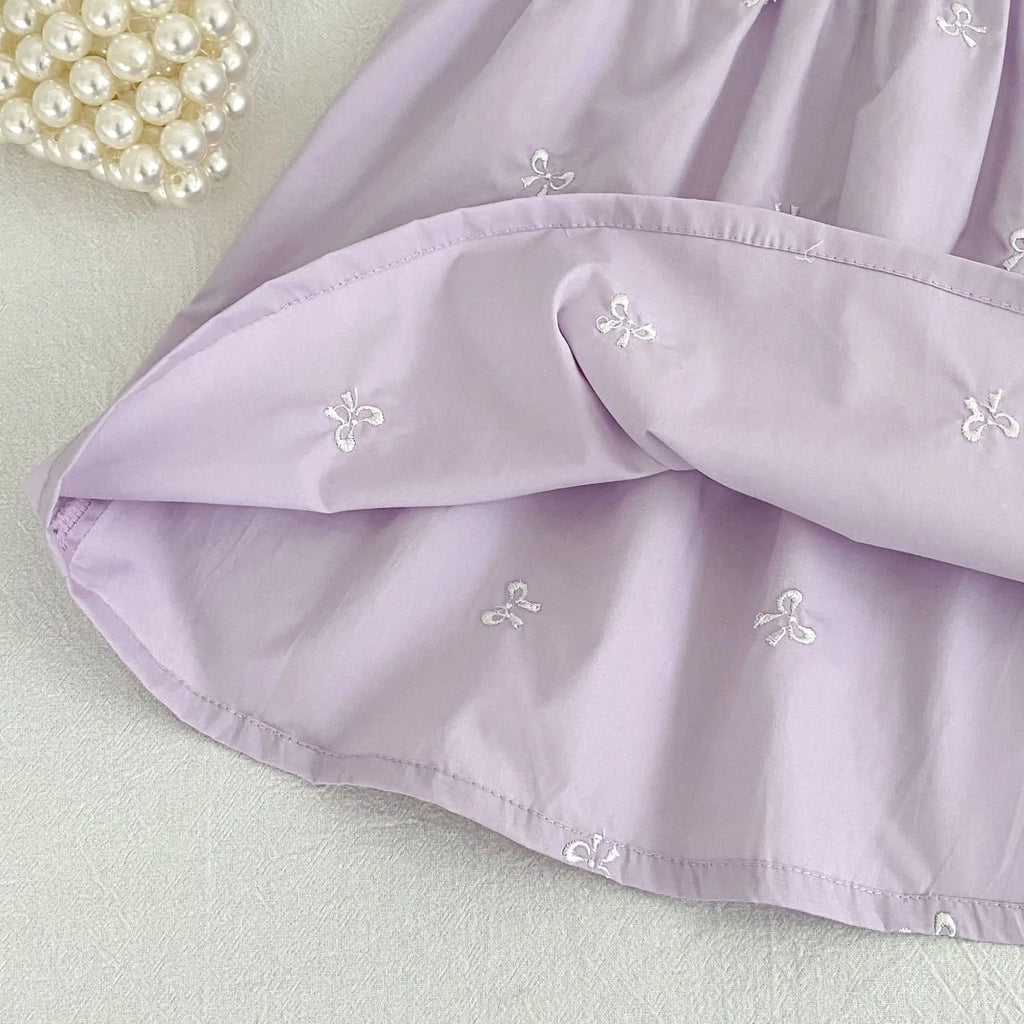 2026 New Summer Sister Clothing 2-6Yrs Kids Princess Flutter Sleeved Dresses Cotton Embroidery Baby Birthday Party Dress