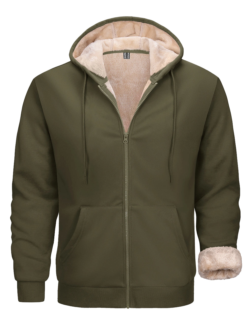 TACVASEN Men's Zip Up Hoodie Sherpa Lined Hooded Sweatshirt Winter Heavyweight Hoodies Warm Thick Fleece Jacket Casual Outwear
