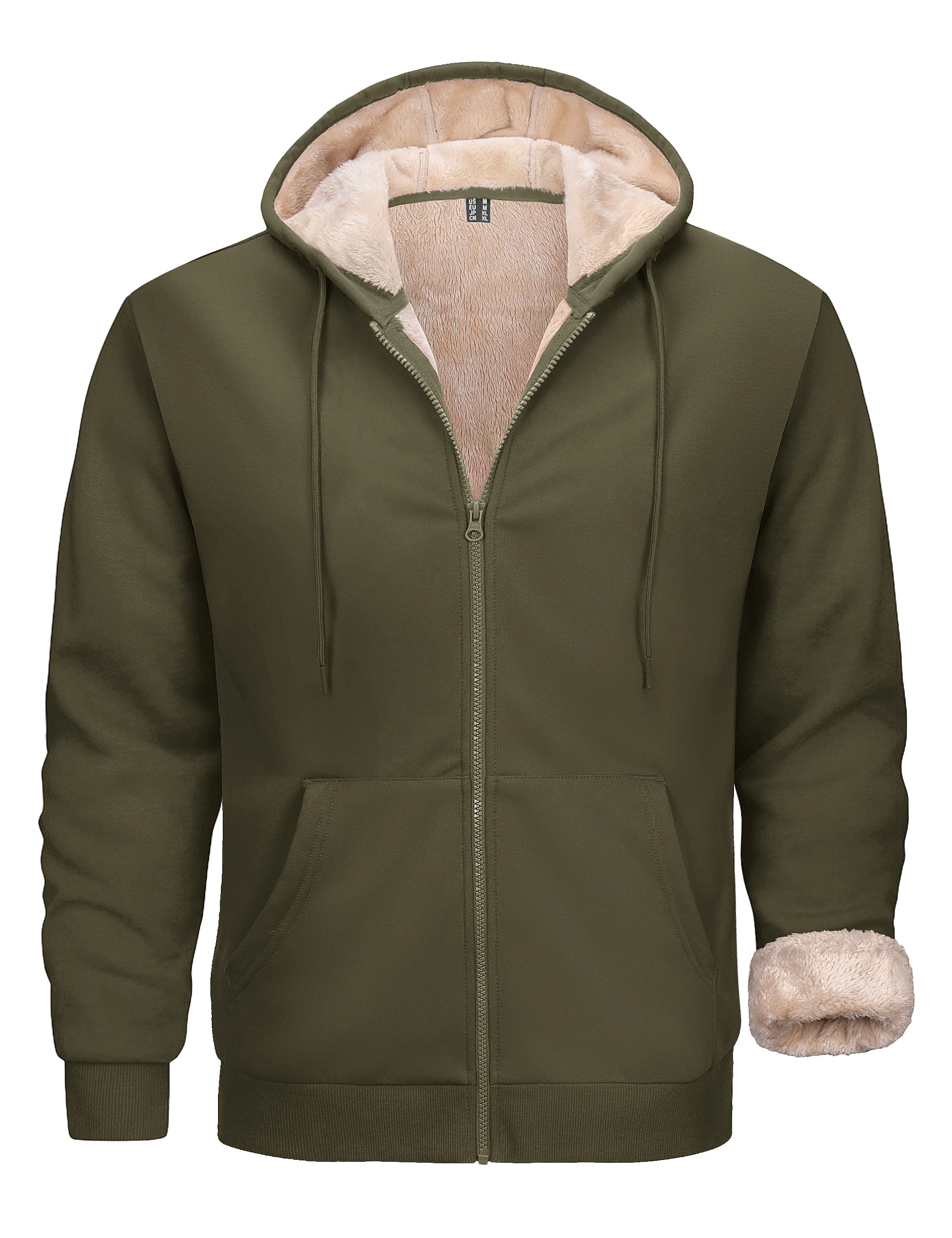 TACVASEN Men's Zip Up Hoodie Sherpa Lined Hooded Sweatshirt Winter Heavyweight Hoodies Warm Thick Fleece Jacket Casual Outwear