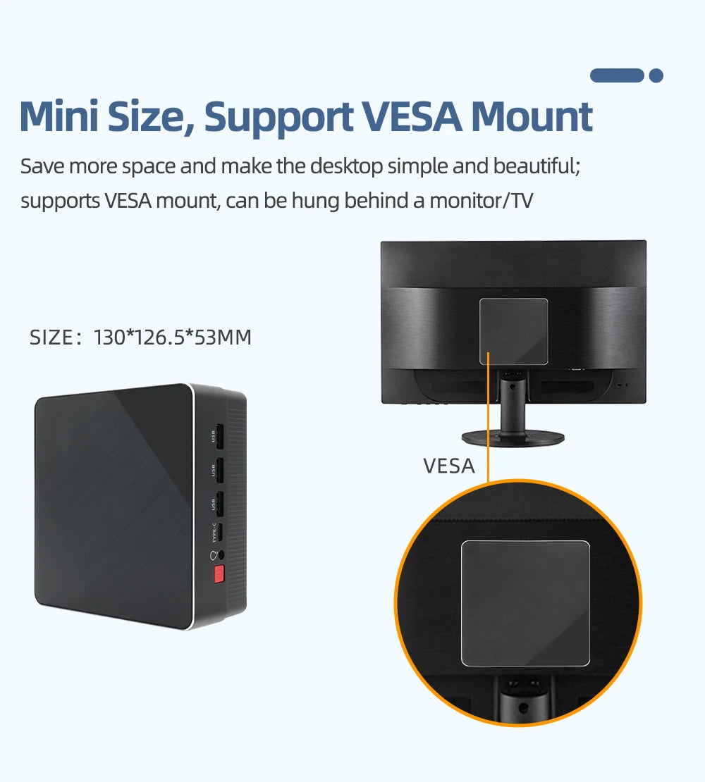 TexHoo Mini PC Computer Gaming AMD Ryzen7 5700U R5 4500U Intel Core i5 1335U CPU  NUC Office DDR4 DDR5 NVMe WIFI6
